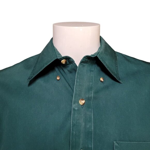 Savane Men's Long Sleeve, Button-Up Hunter Green, Deep Dye Shirt, Size Large Lon - Picture 2 of 9